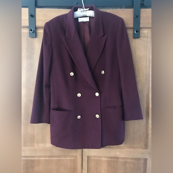 Liz Claiborne Jackets & Blazers - Vintage Liz Claiborne Dark Purple Wool 90’s Dress Jacket with Gold Buttons Sz 12